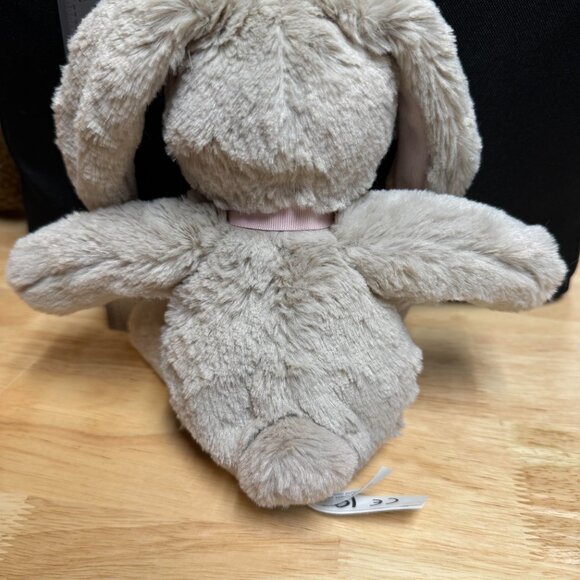 11" PBK Pottery Barn Kids Plush Floppy Bunny Rabbit Pink Ears Nose Ribbon Bow - Picture 2 of 3